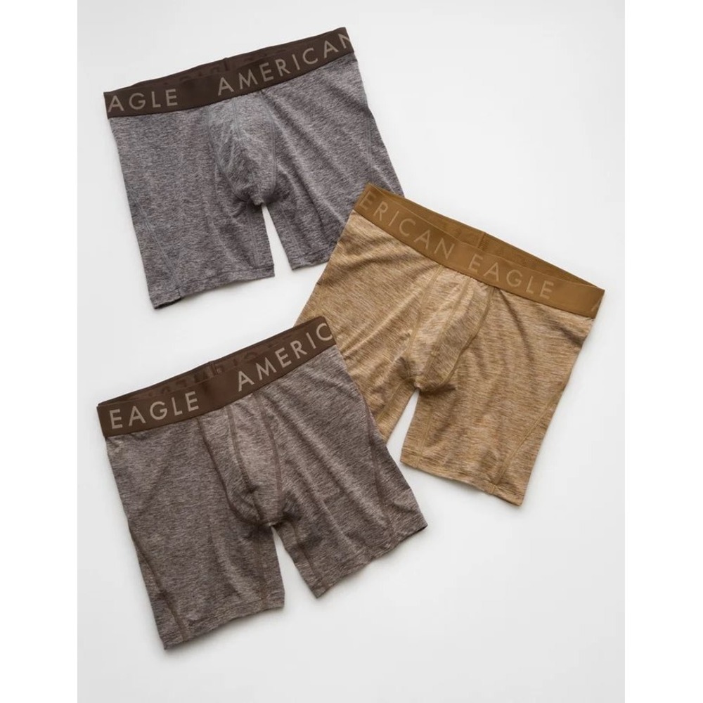 NEW American Eagle Mens 6 Inch Flex Boxer Briefs 3-Pack Multi Color Small